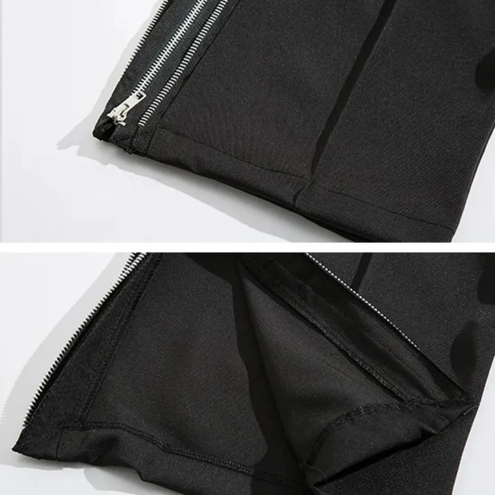 "High street Straight Zipper" Sweatpants