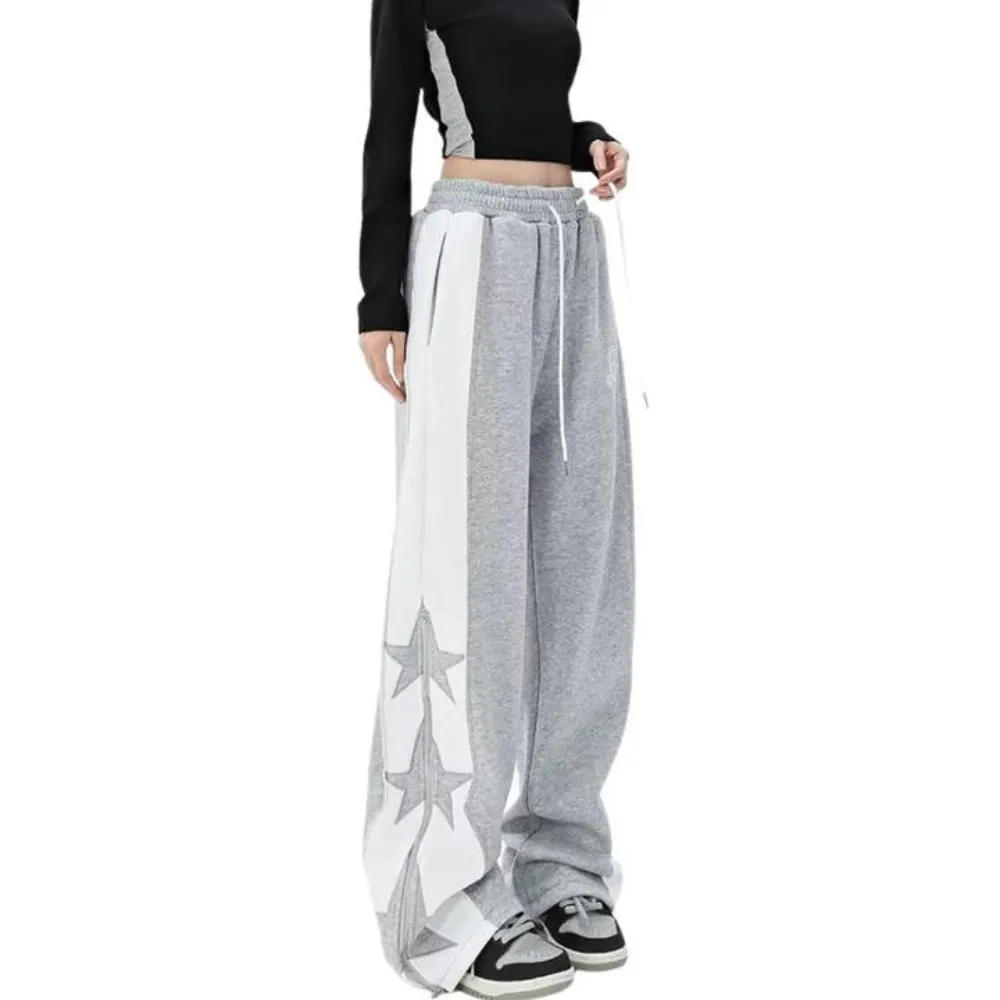 "Urban Letter Embroidery Zipper" Sweatpants