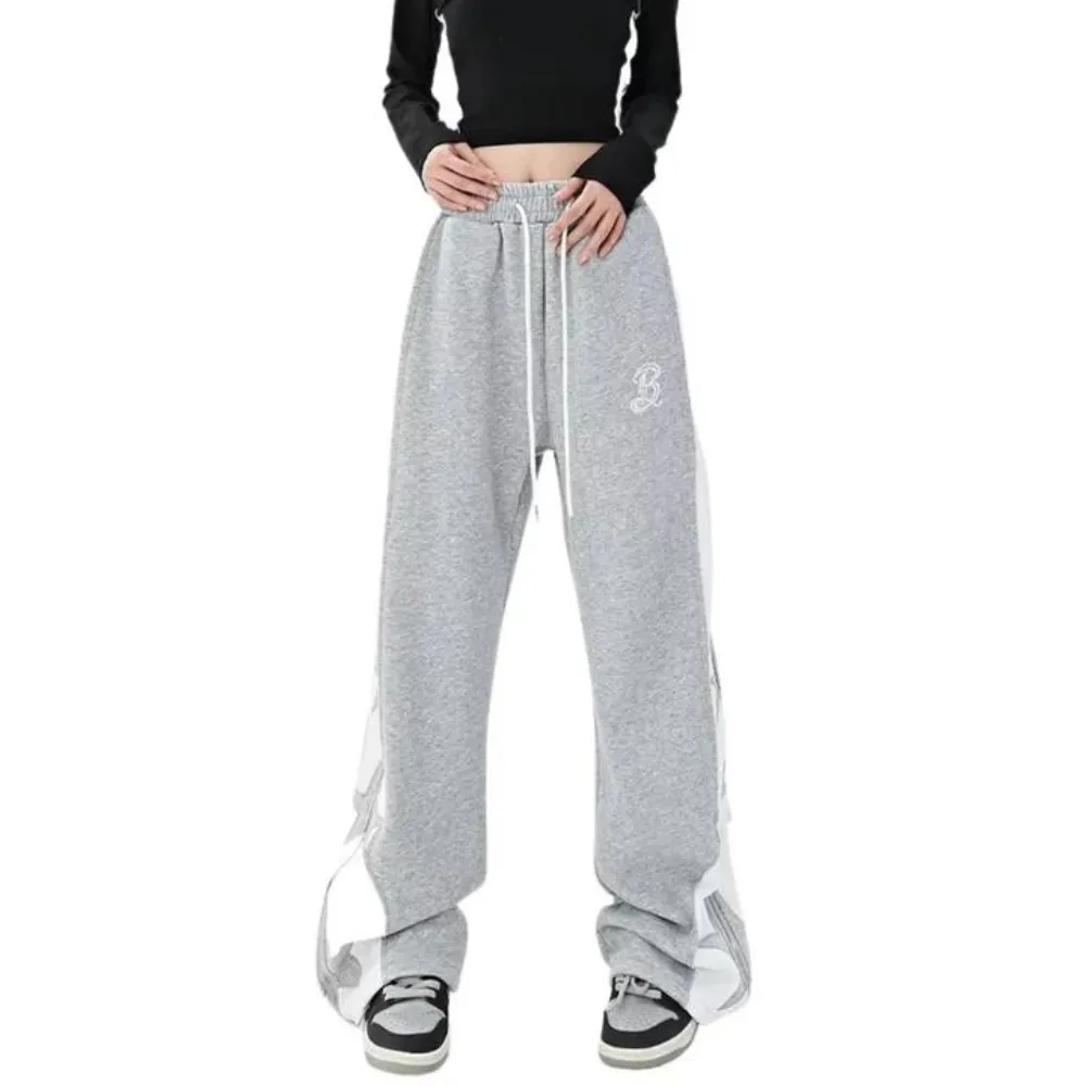 "Urban Letter Embroidery Zipper" Sweatpants