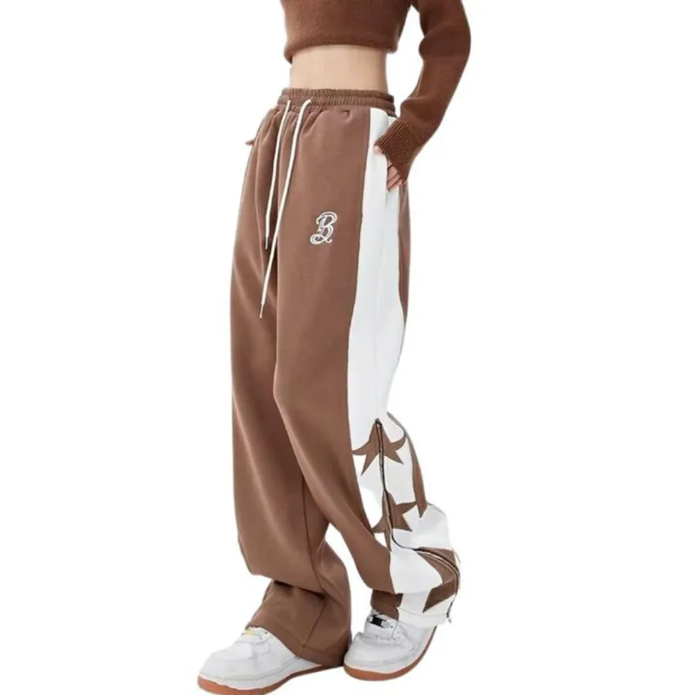 "Urban Letter Embroidery Zipper" Sweatpants