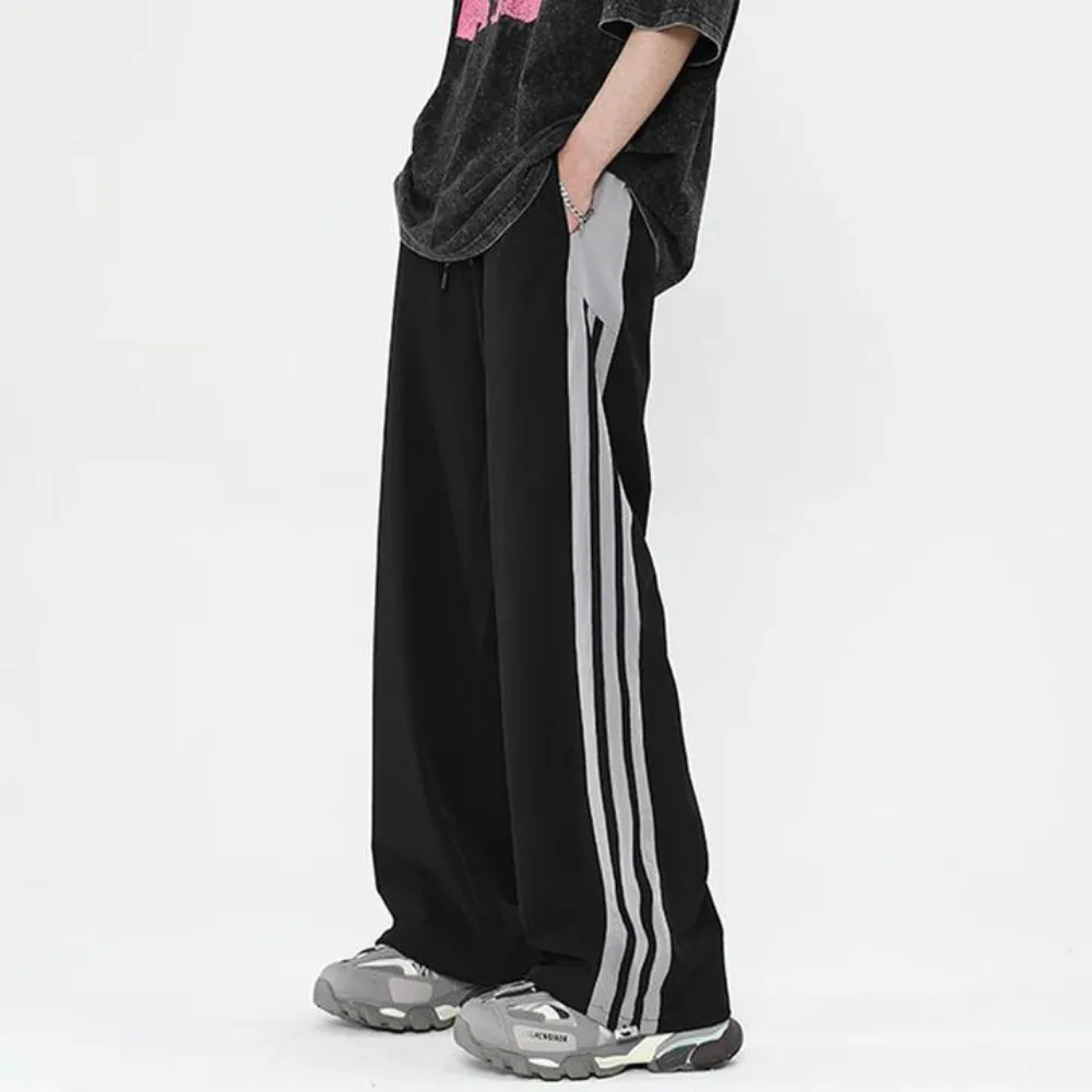 "Vintage Striped Wide Leg Drape" Sweatpants