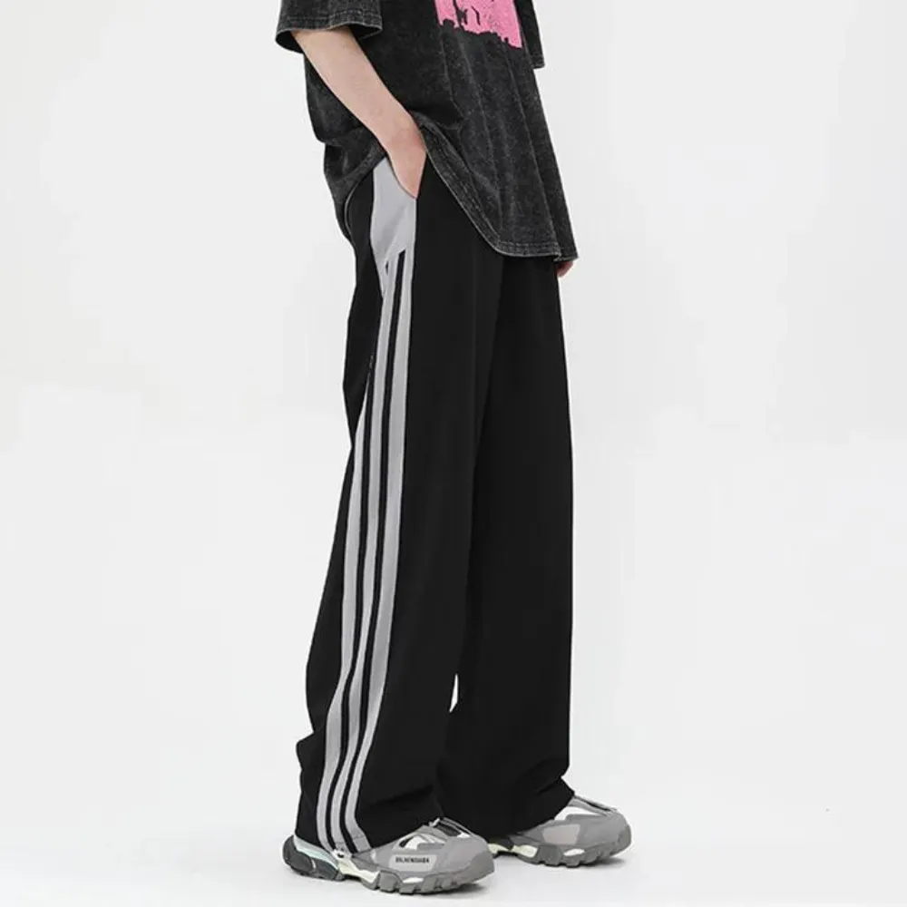 "Vintage Striped Wide Leg Drape" Sweatpants