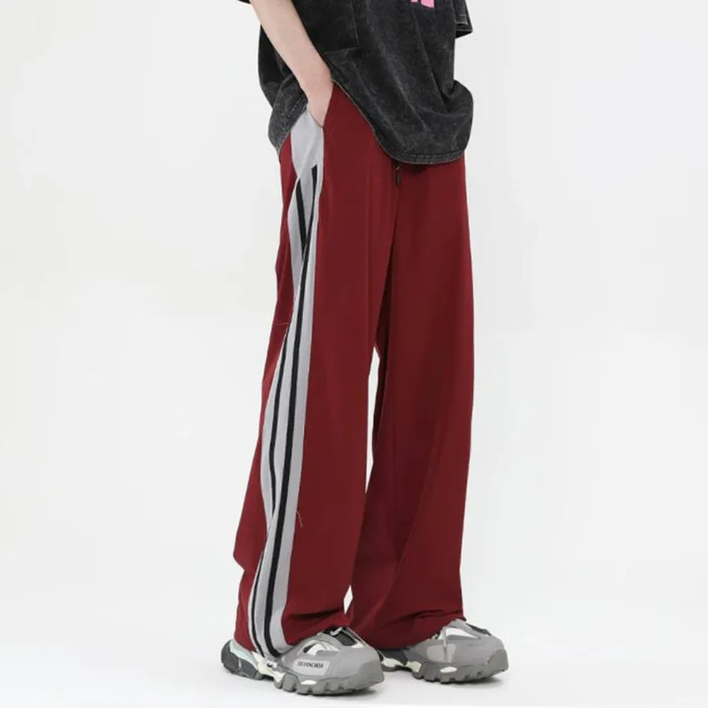 "Vintage Striped Wide Leg Drape" Sweatpants