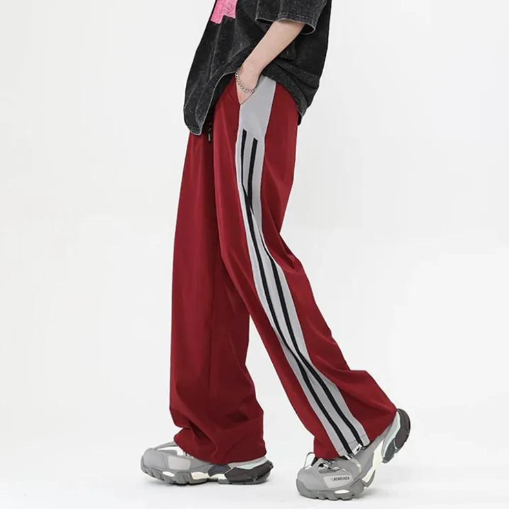 "Vintage Striped Wide Leg Drape" Sweatpants
