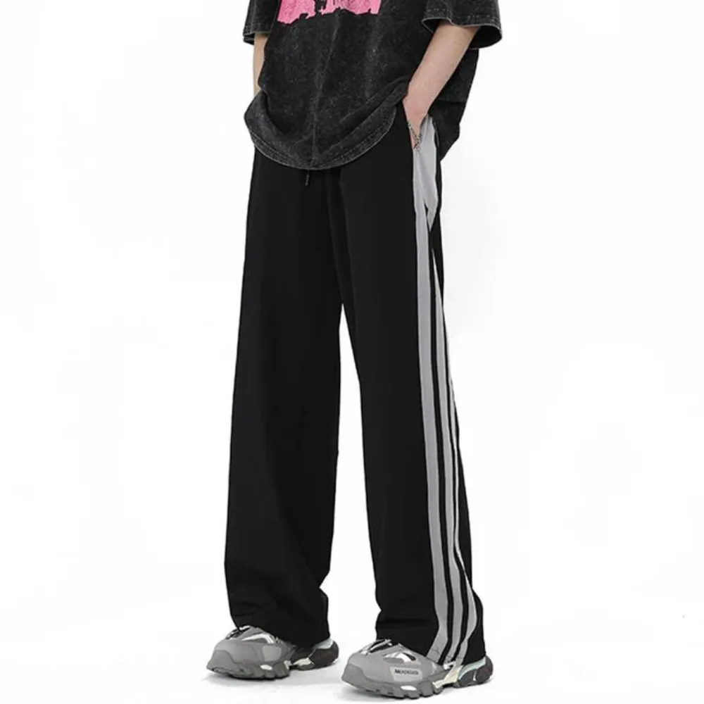 "Vintage Striped Wide Leg Drape" Sweatpants