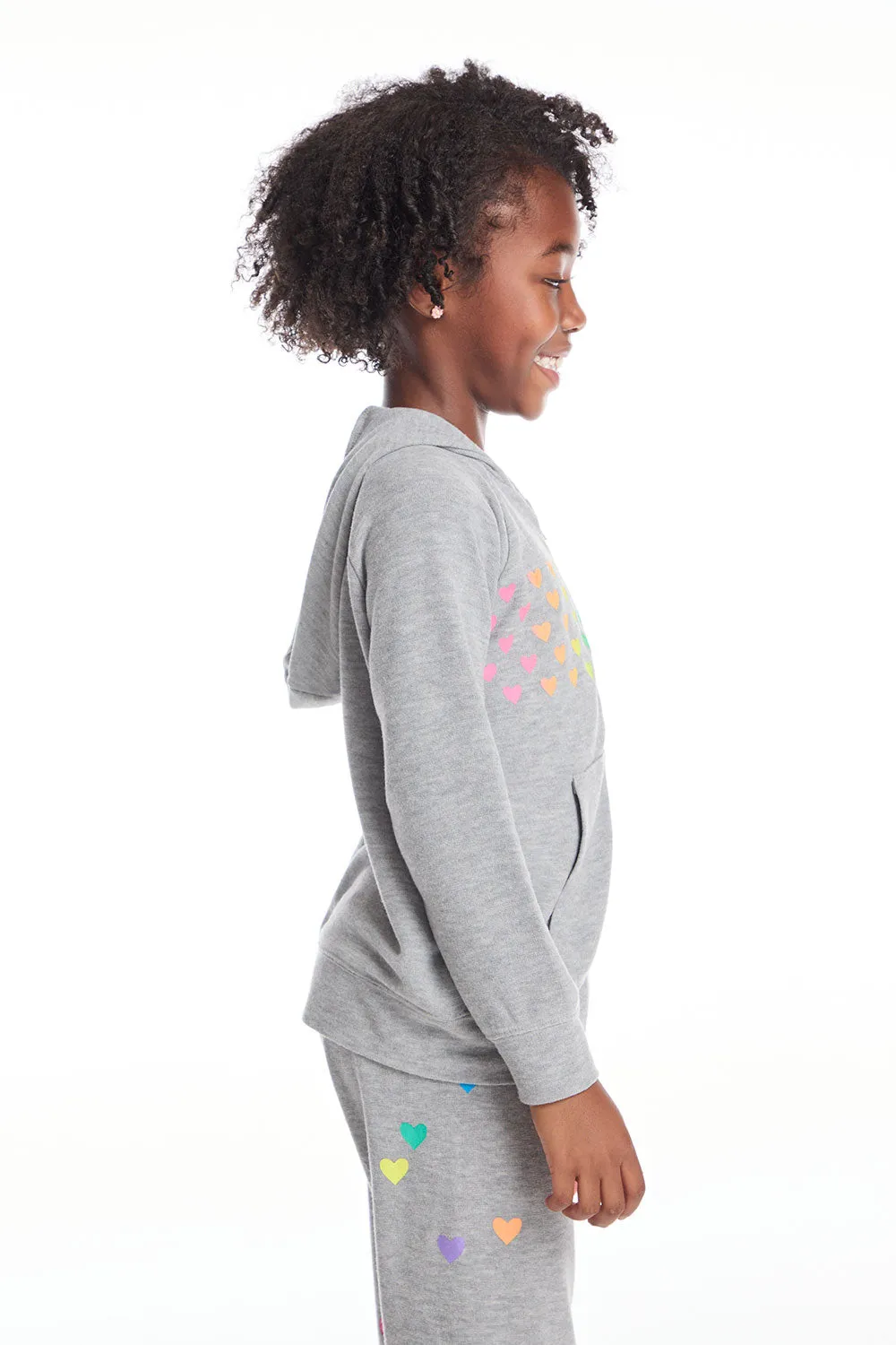 Rainbow Hearts Girls Zip Up Hoodie