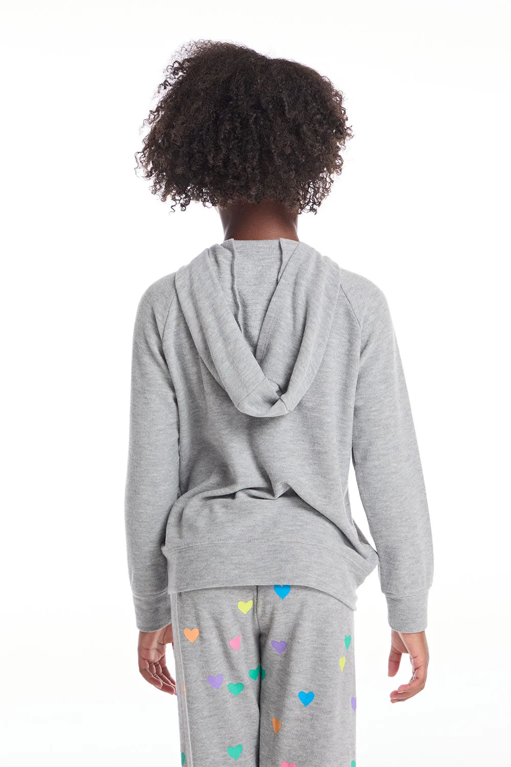 Rainbow Hearts Girls Zip Up Hoodie
