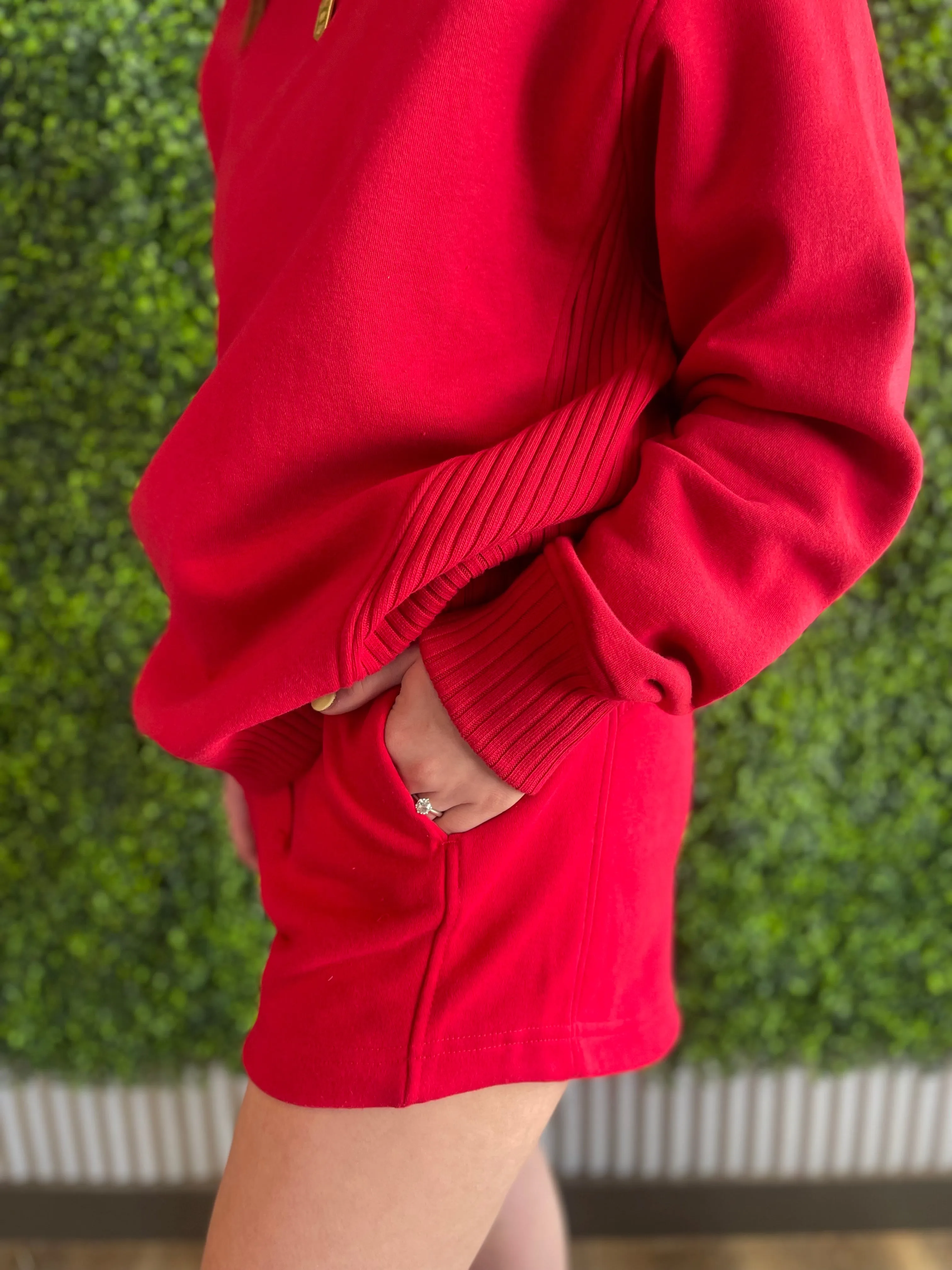 Red French Terry Shorts