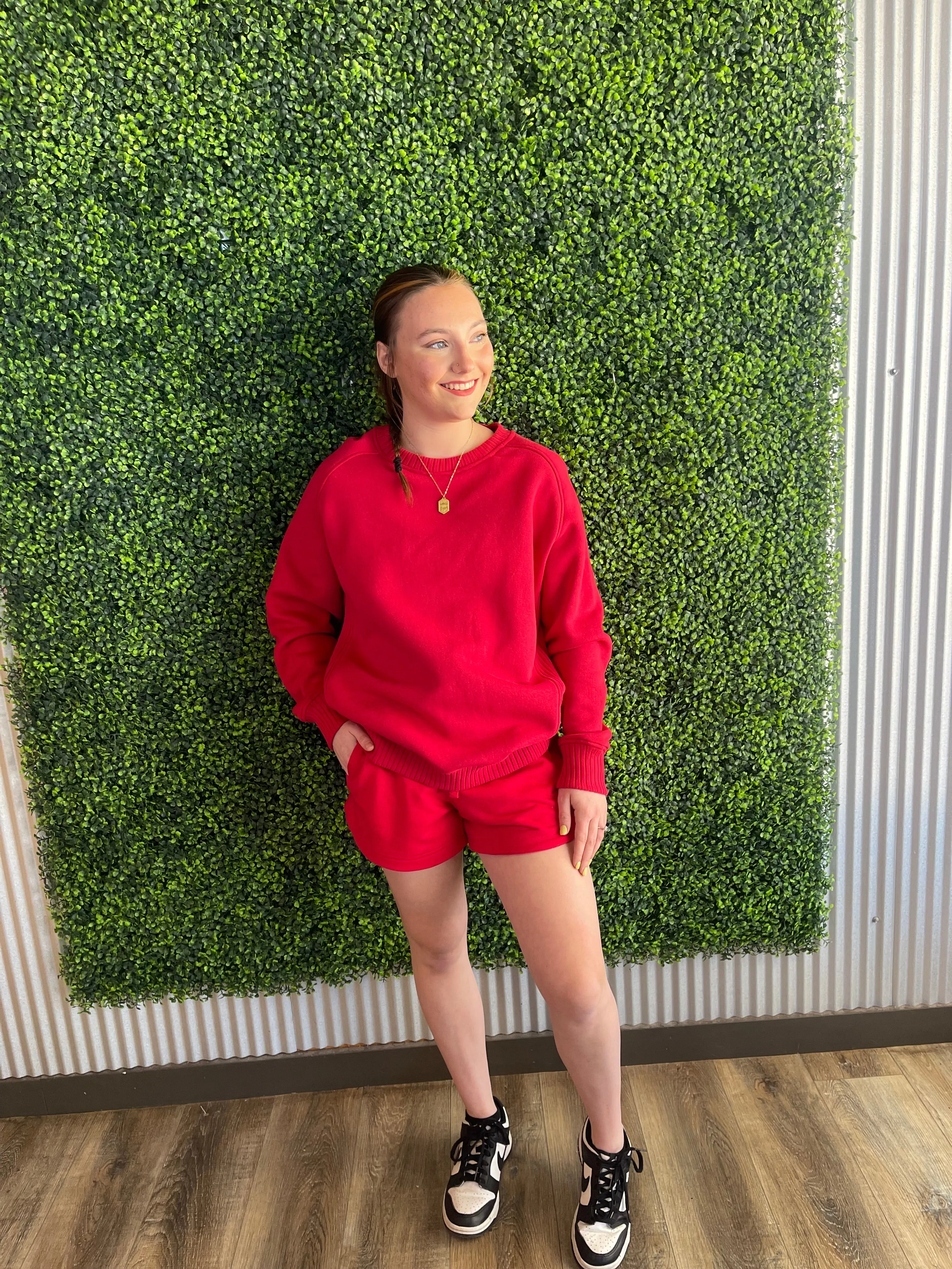 Red French Terry Shorts