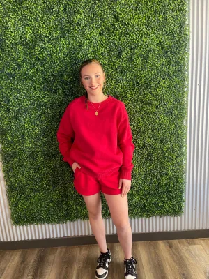 Red French Terry Shorts