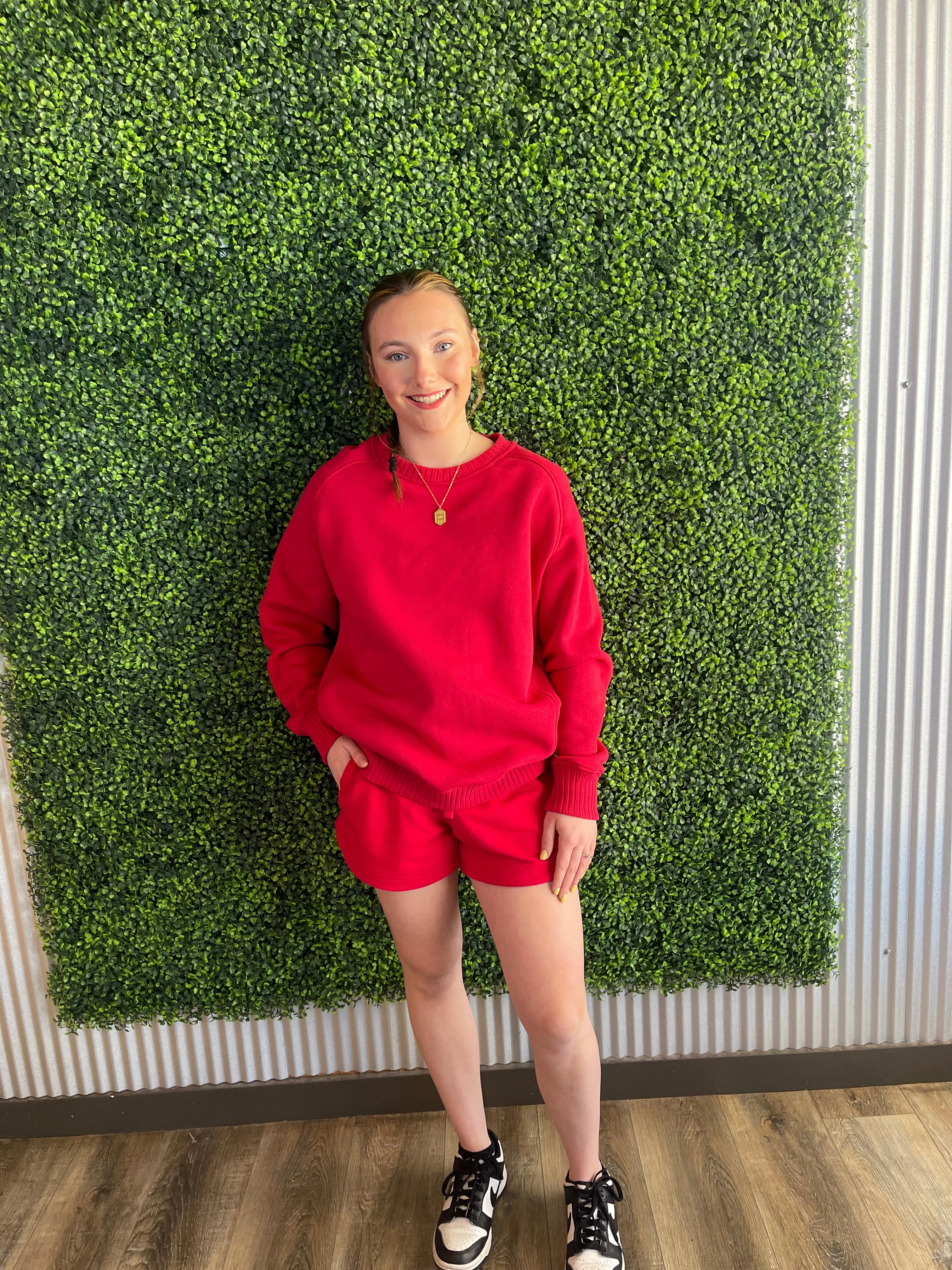Red French Terry Shorts