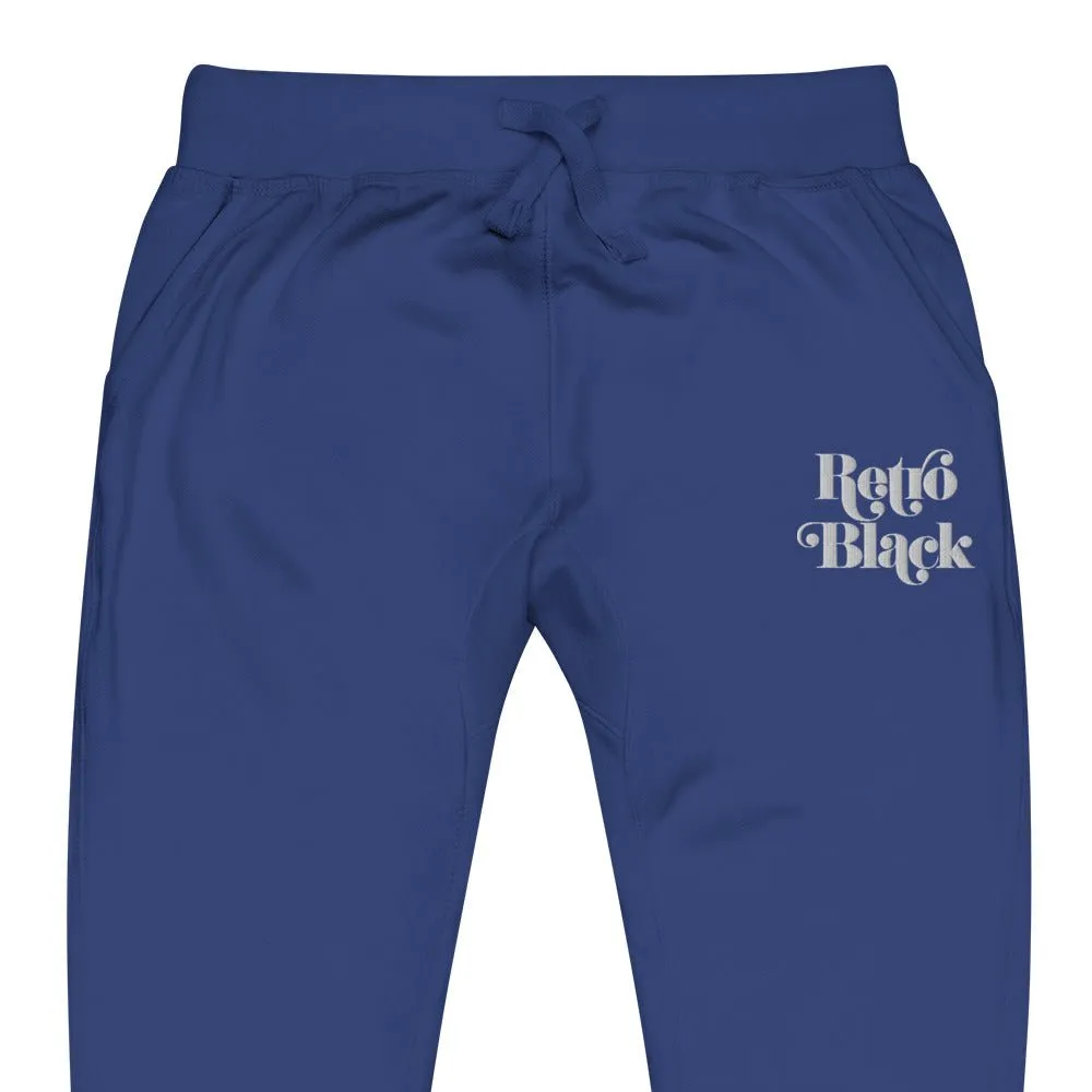 Retro Black Embroidered Unisex Fleece Sweatpants