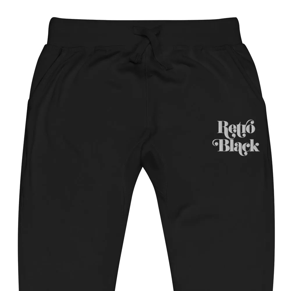 Retro Black Embroidered Unisex Fleece Sweatpants