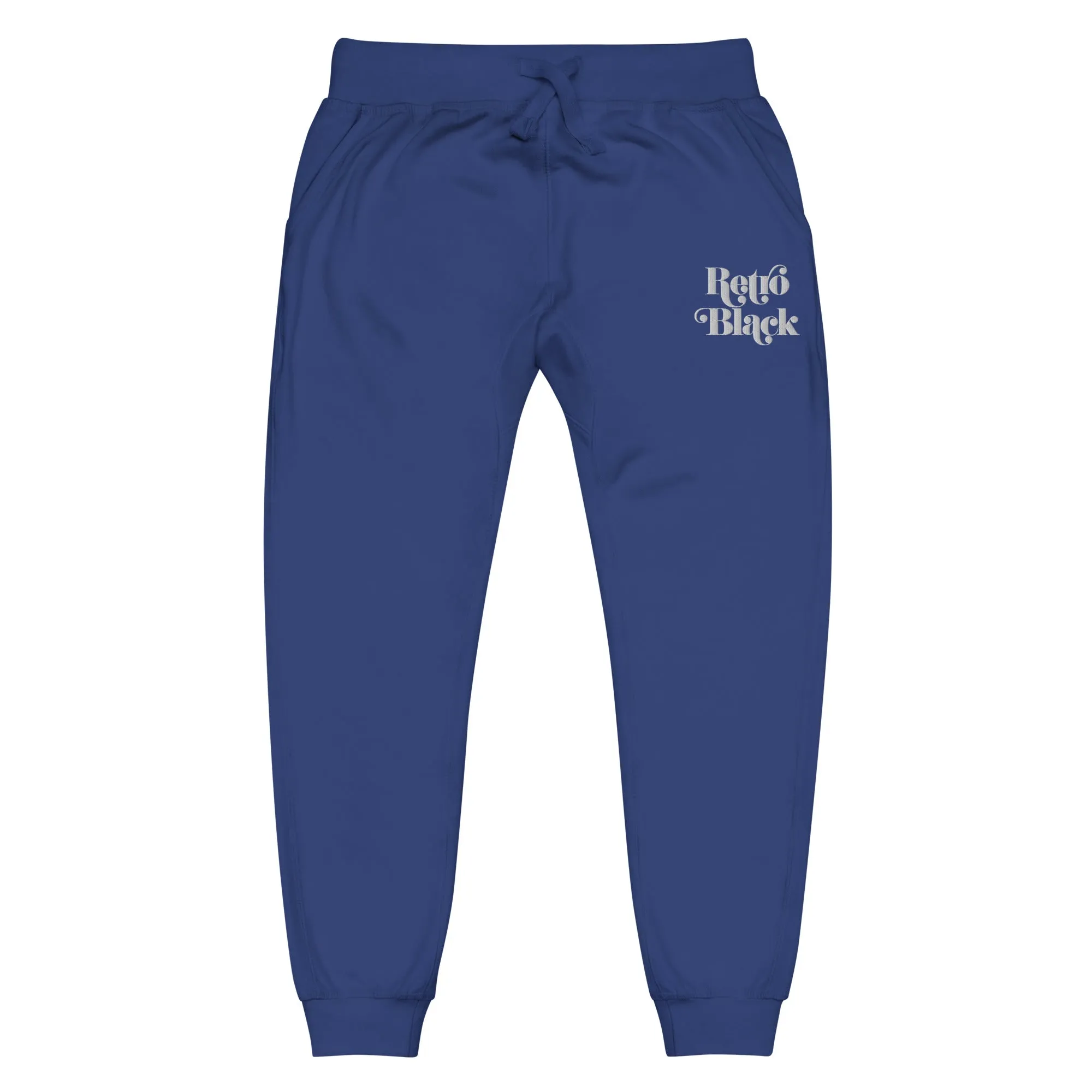 Retro Black Embroidered Unisex Fleece Sweatpants