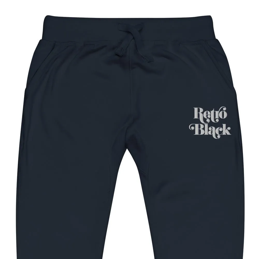 Retro Black Embroidered Unisex Fleece Sweatpants