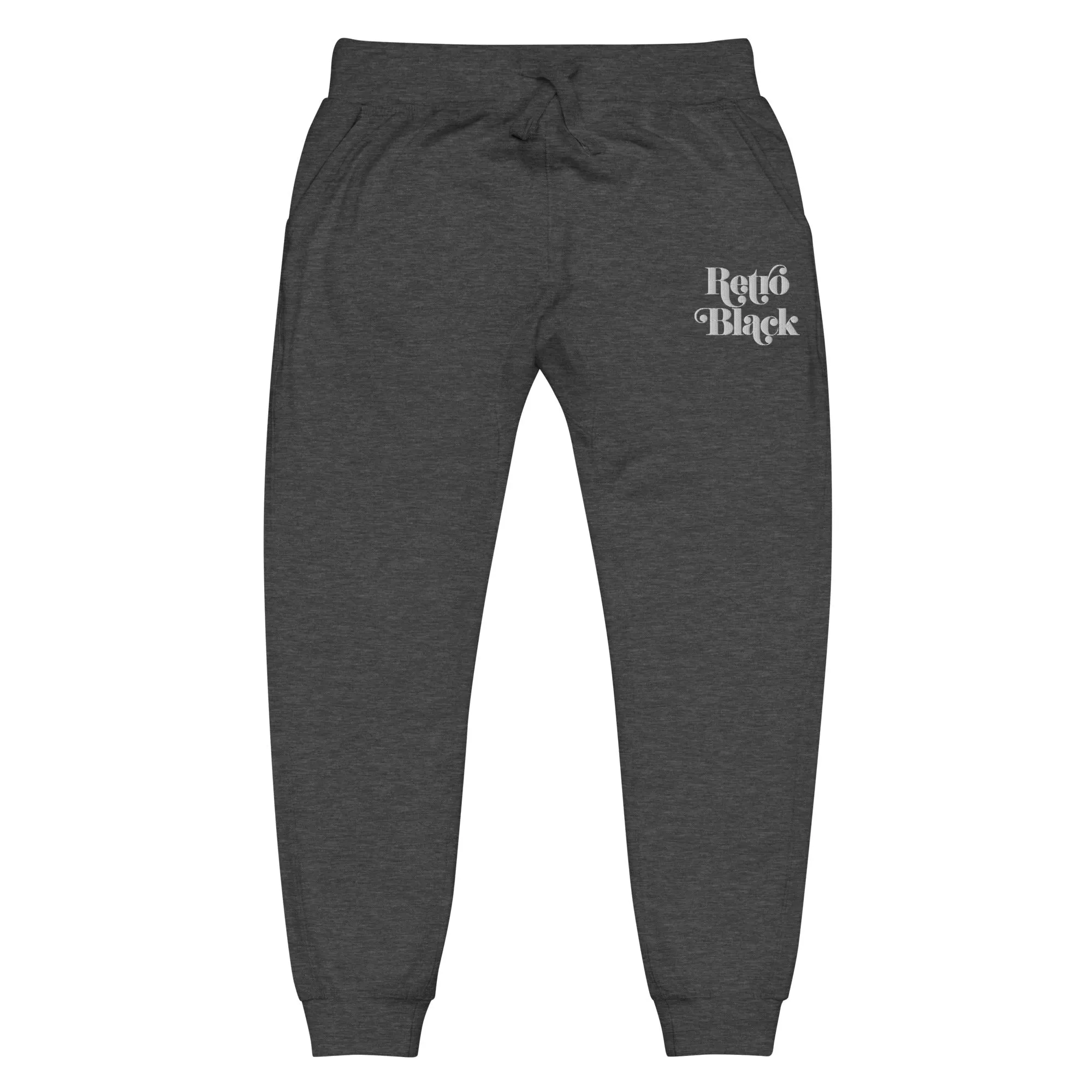 Retro Black Embroidered Unisex Fleece Sweatpants
