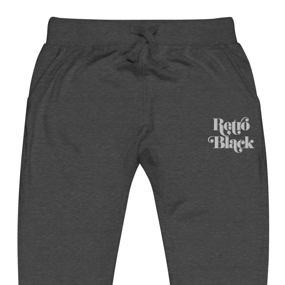 Retro Black Embroidered Unisex Fleece Sweatpants