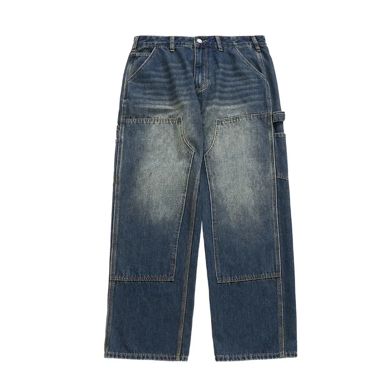 Retro Cargo Washed Wide Leg Jeans