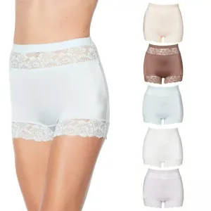 Rhonda Shear Women's Plus Size 5 Pack Pin Up Panties With Lace Trim