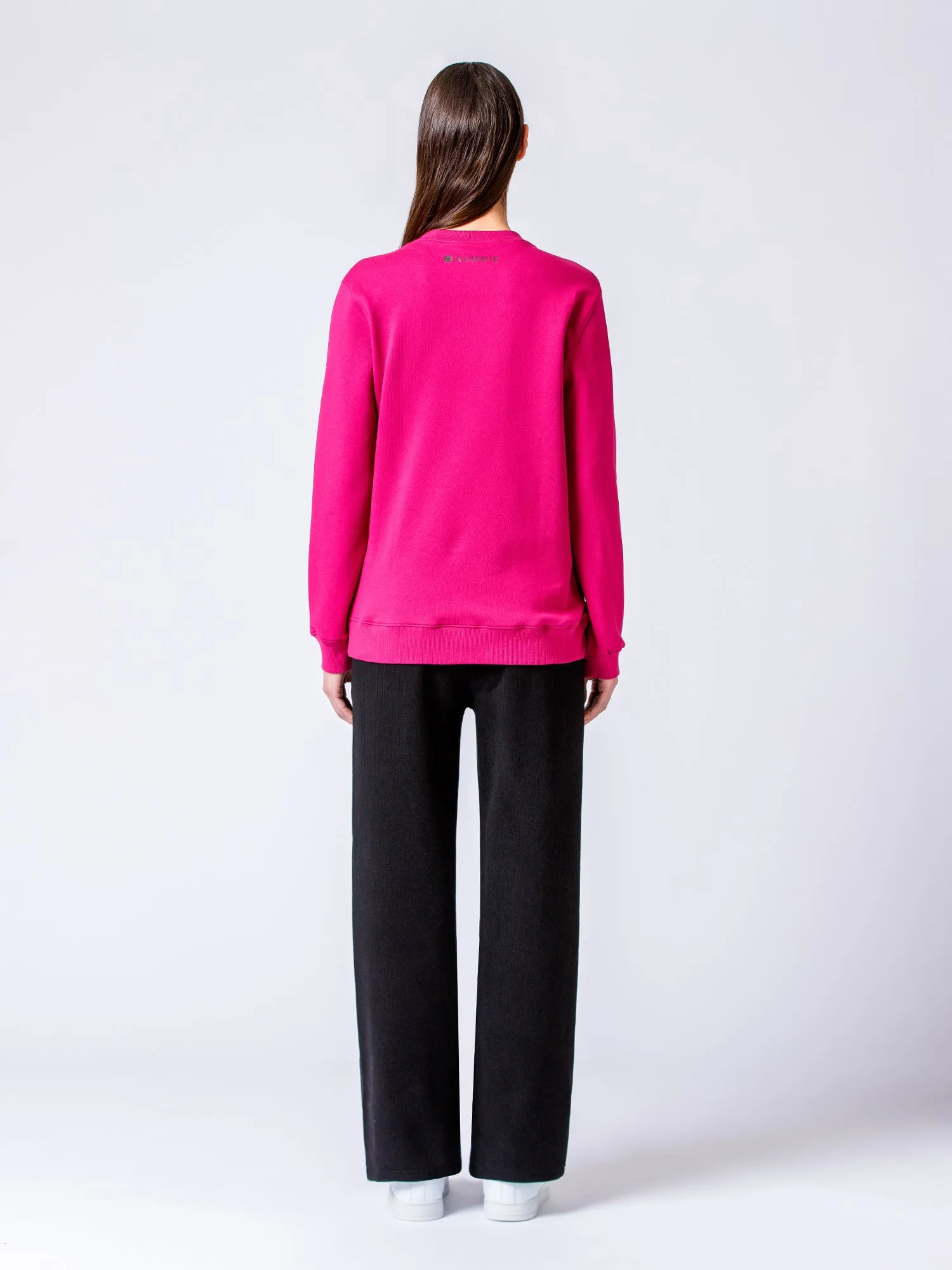 RIBBED HIGH WAIST WINTER FLEECE WIDE LEG SWEATPANTS, BLACK