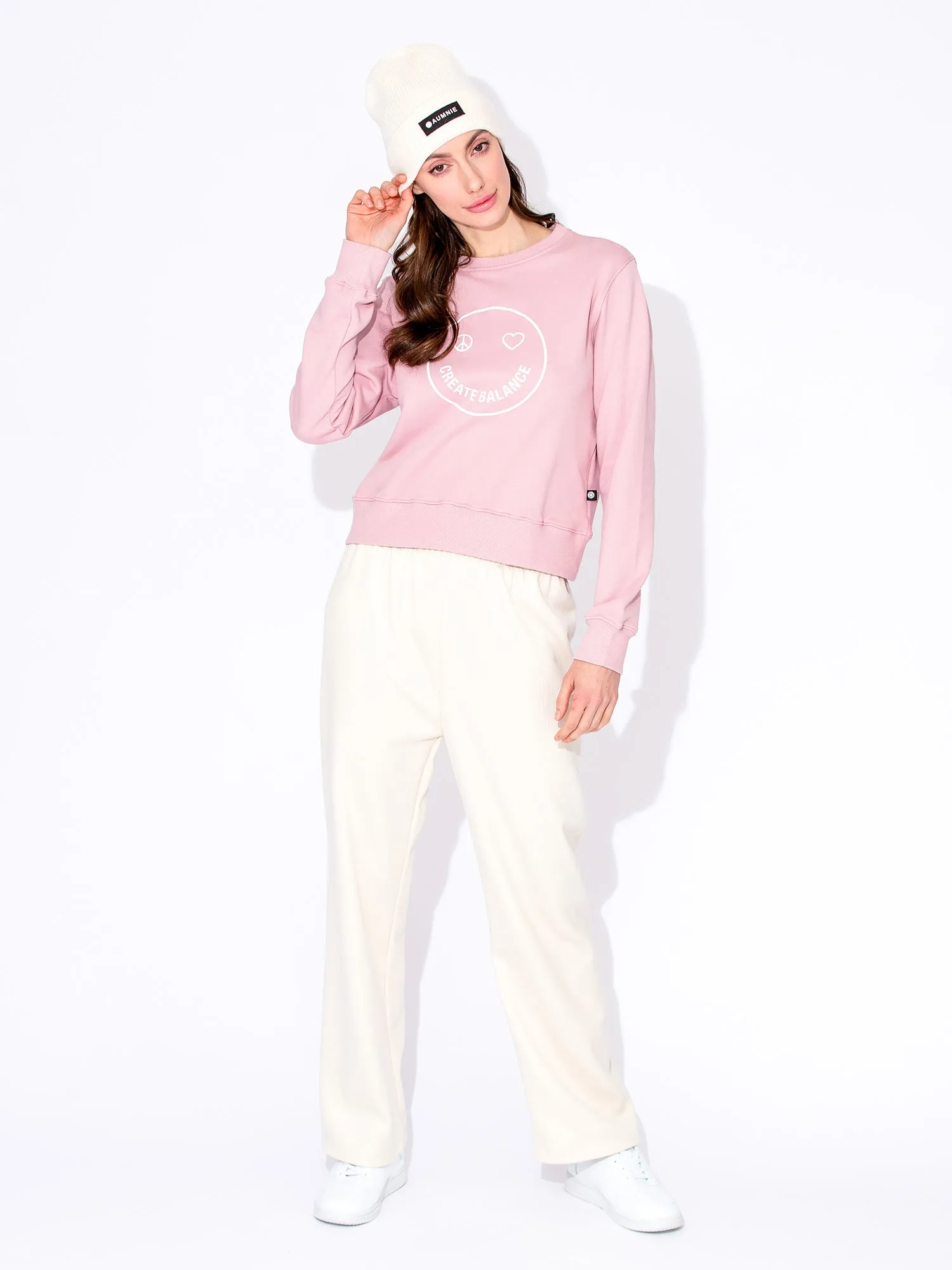 RIBBED HIGH WAIST WINTER FLEECE WIDE LEG SWEATPANTS, OATMEAL