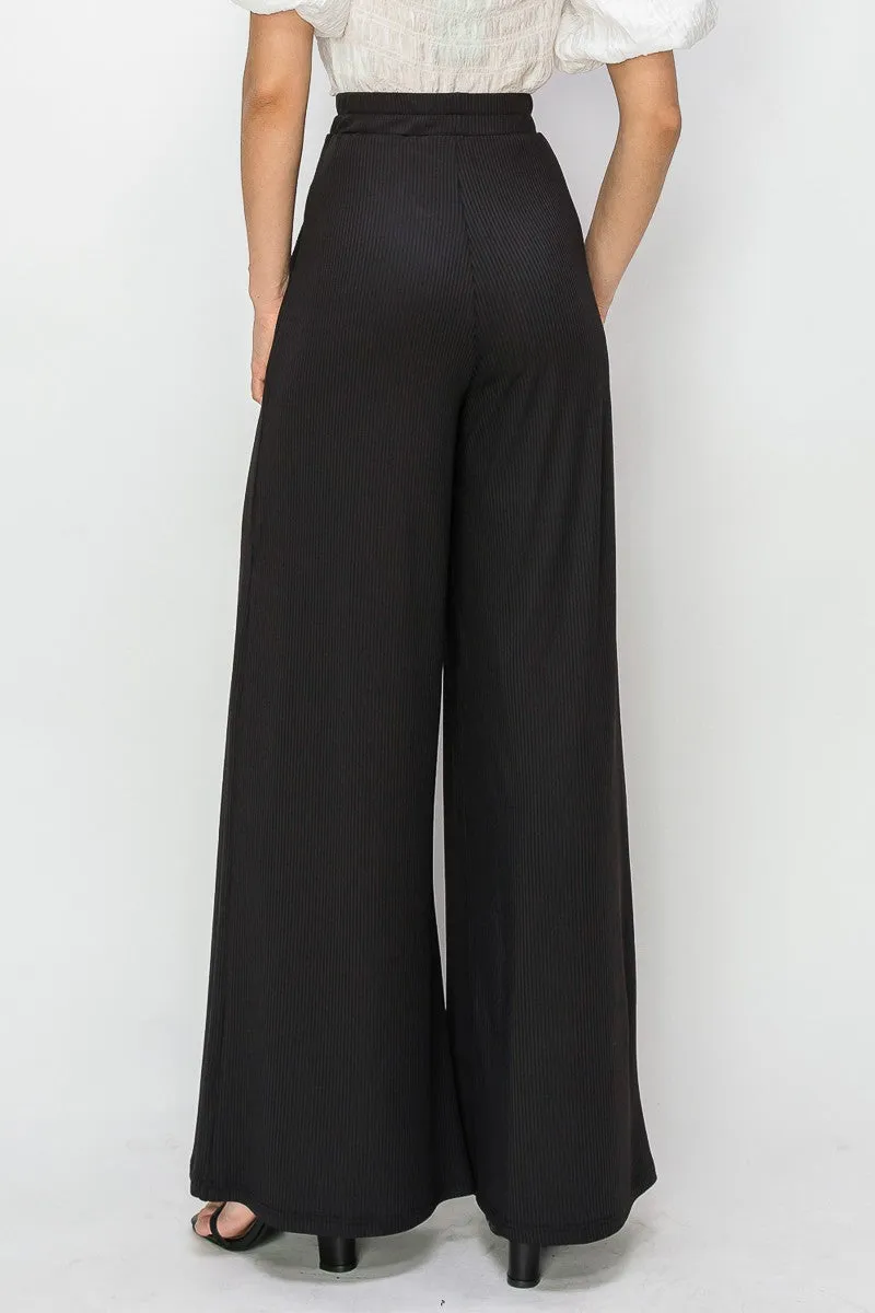 RIBBED PALAZZO WITH POCKETS W2308PIA