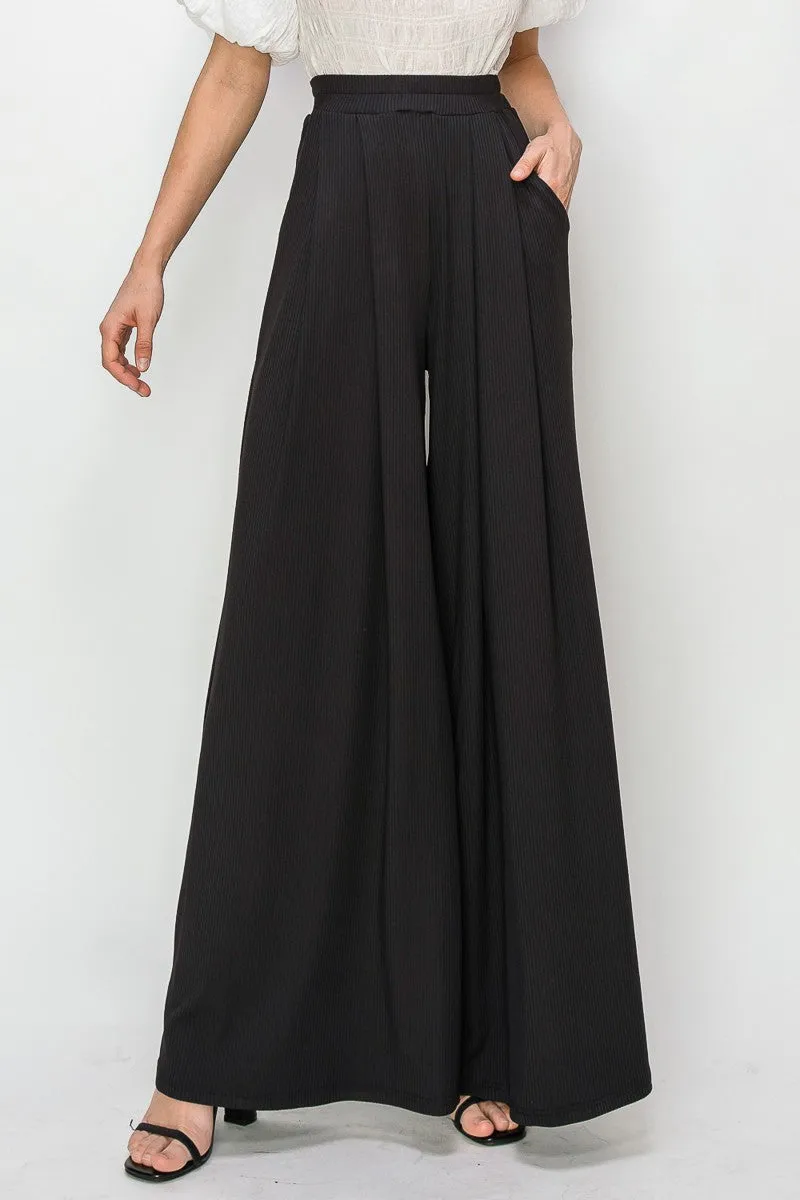 RIBBED PALAZZO WITH POCKETS W2308PIA