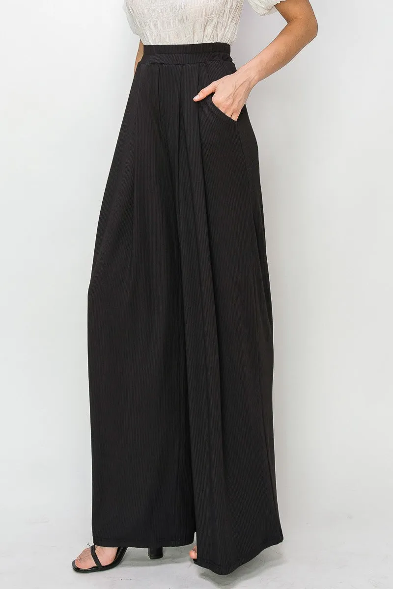 RIBBED PALAZZO WITH POCKETS W2308PIA
