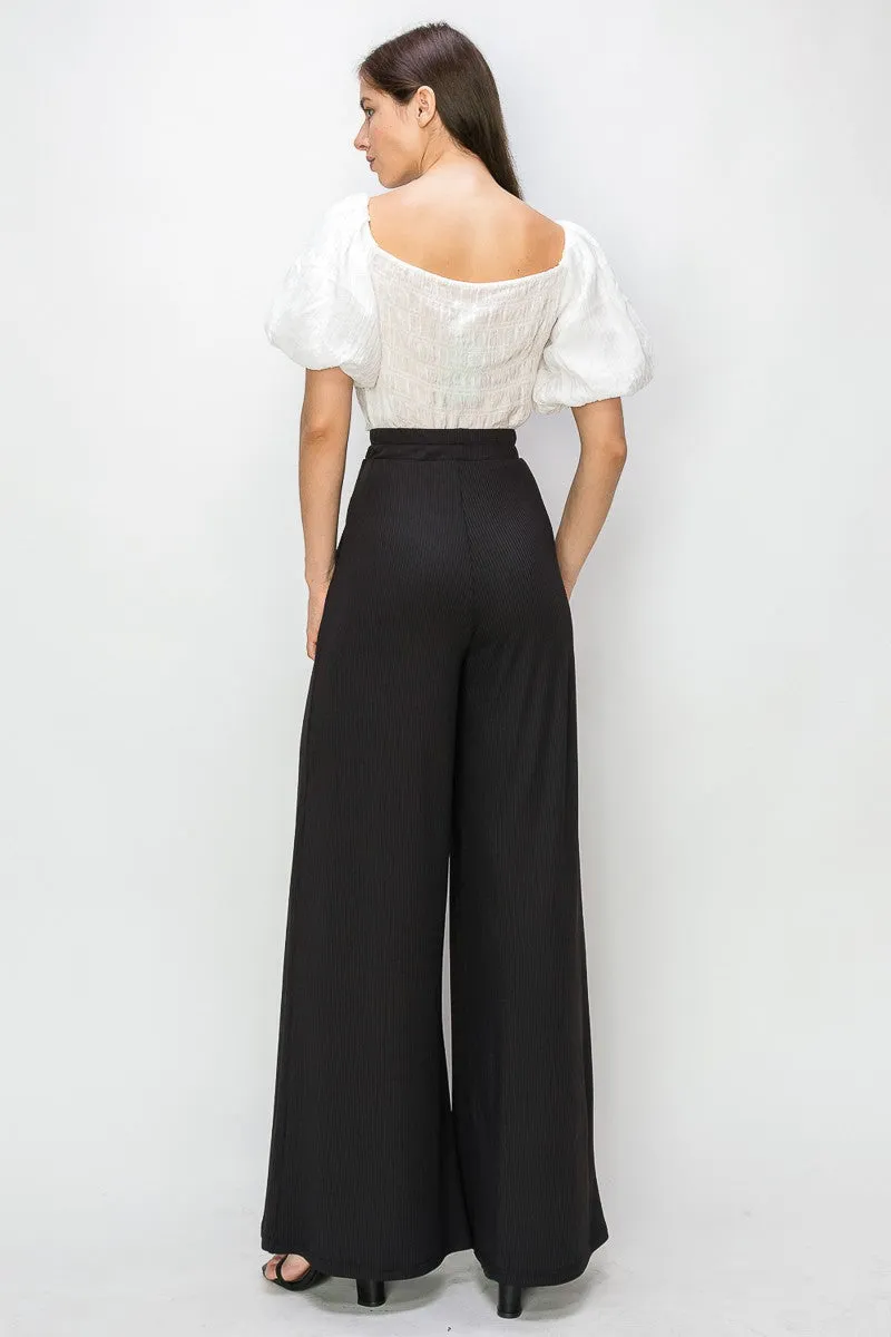 RIBBED PALAZZO WITH POCKETS W2308PIA