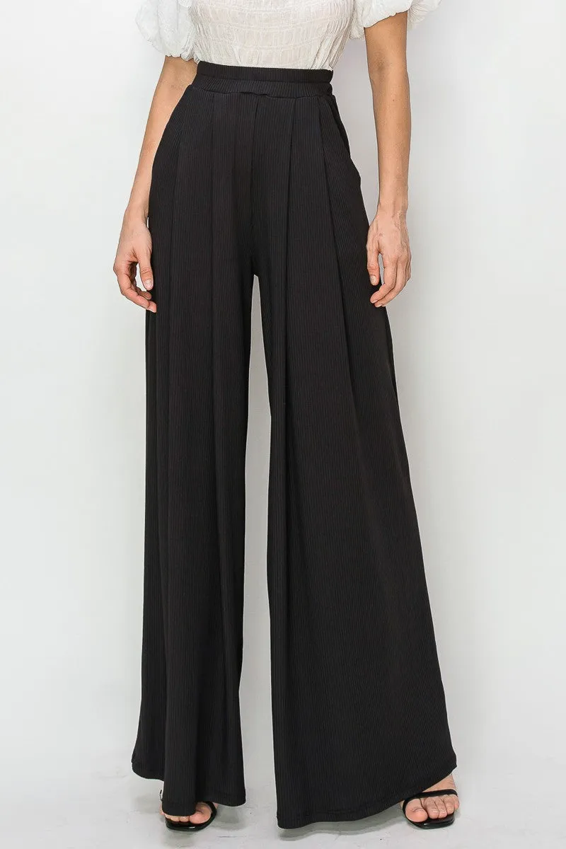 RIBBED PALAZZO WITH POCKETS W2308PIA