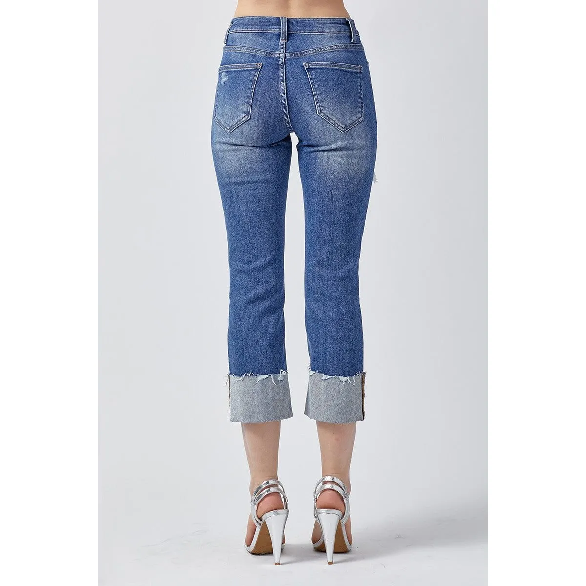 Risen Distressed Capri with Cuff
