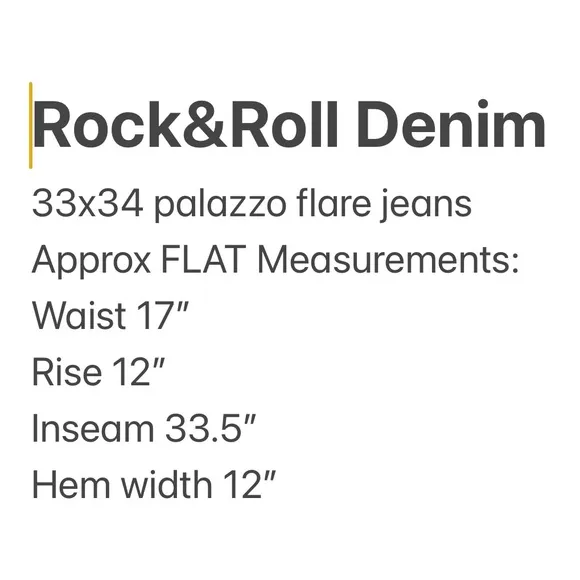 Rock &amp; Roll Denim High Rise Palazzo Flare 33x34