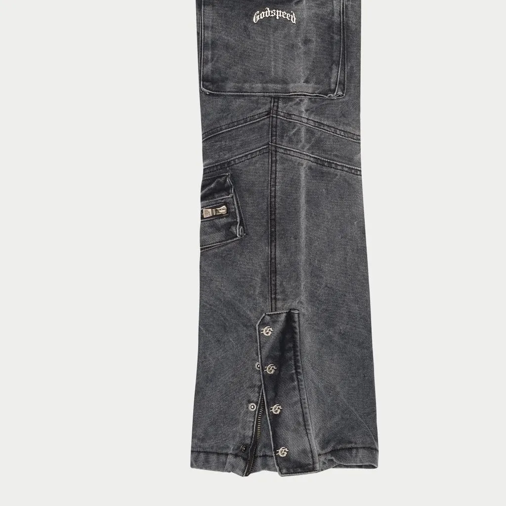 Rockstar Flare Cargo Denim (Grey Wash)
