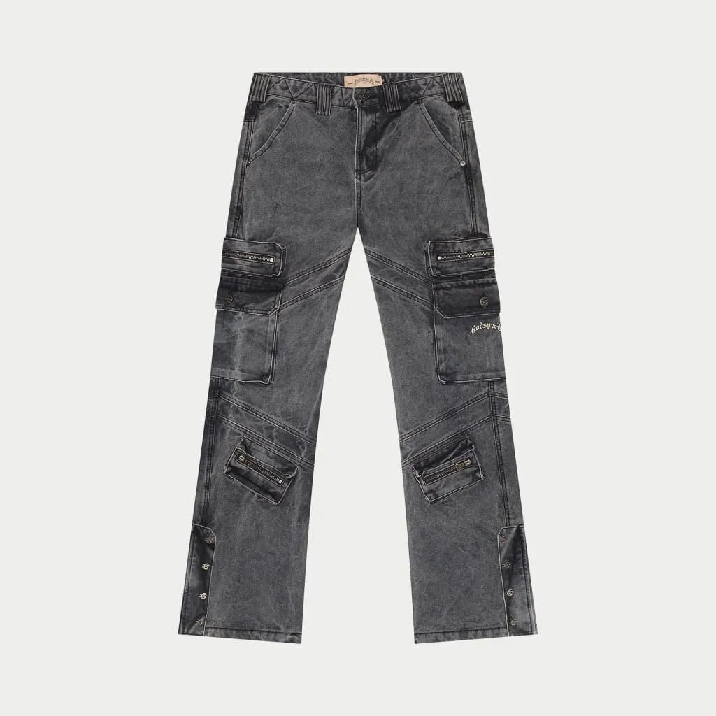 Rockstar Flare Cargo Denim (Grey Wash)