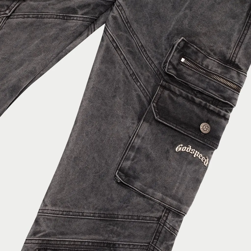Rockstar Flare Cargo Denim (Grey Wash)