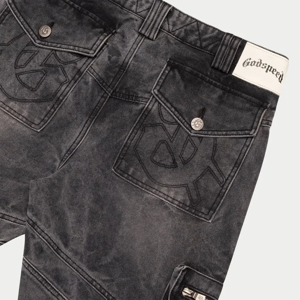 Rockstar Flare Cargo Denim (Grey Wash)
