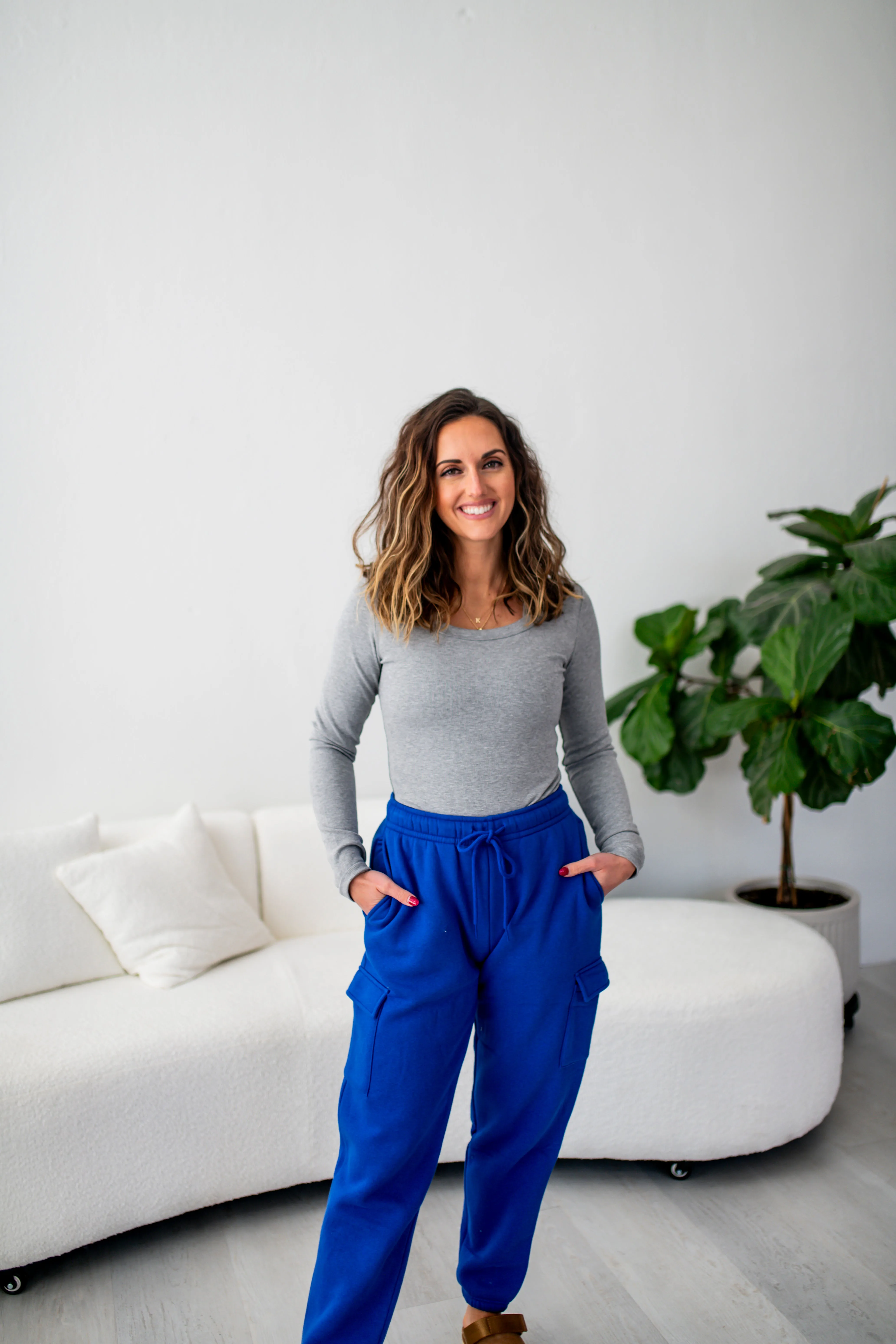 Royal Blue Cargo Fleece Relaxed Sweatpants