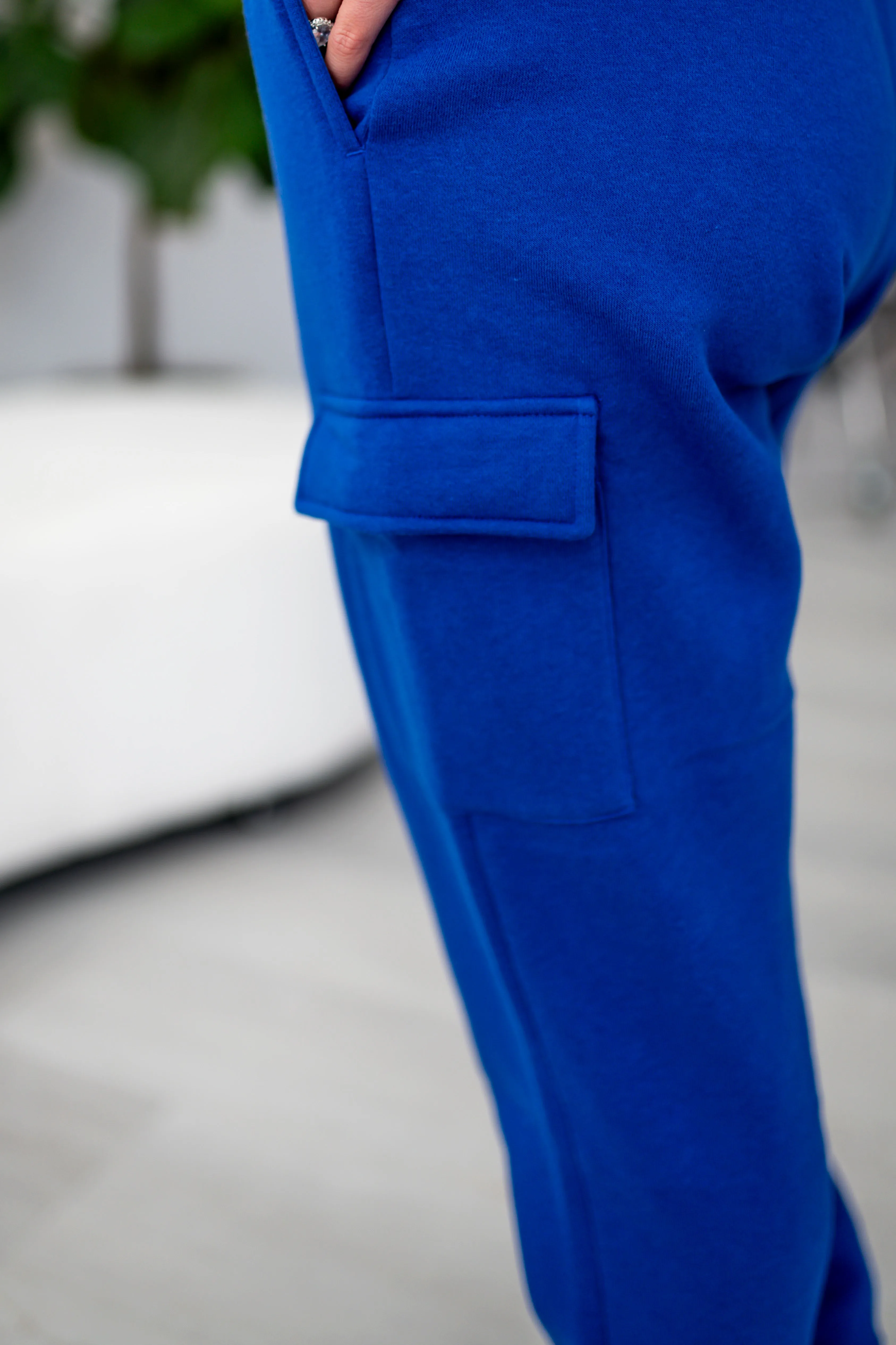 Royal Blue Cargo Fleece Relaxed Sweatpants