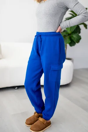 Royal Blue Cargo Fleece Relaxed Sweatpants