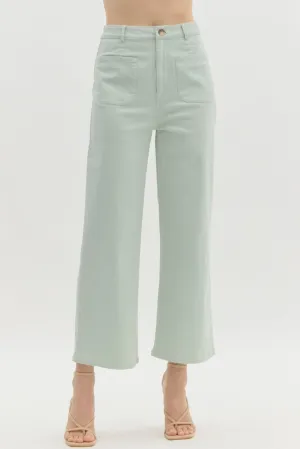 SEAFOAM CROP PANTS