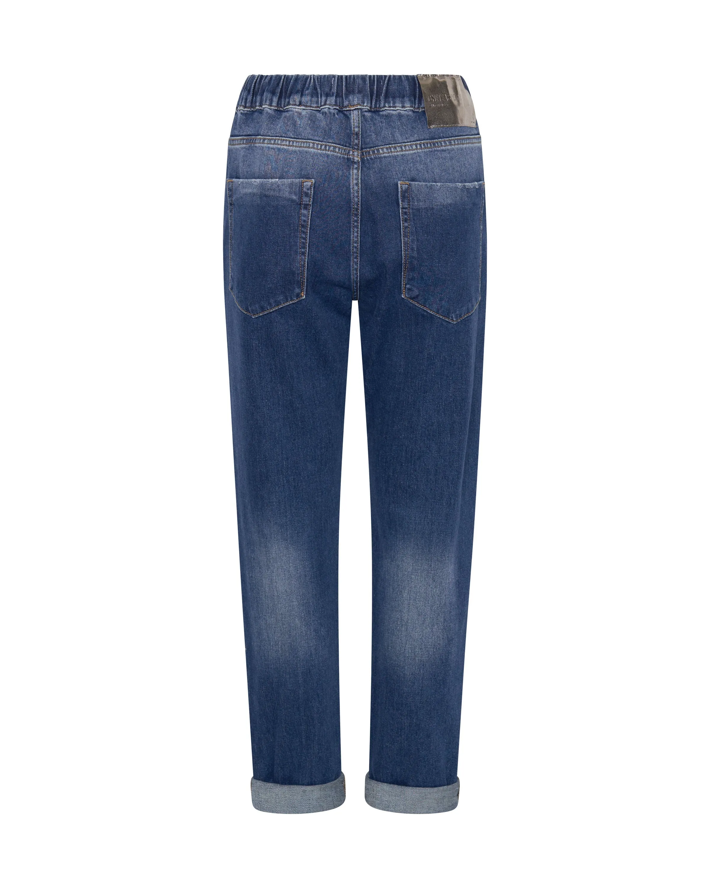Shabbies Low Waist Drawstring Boyfriend Denim Jeans - Power Blue