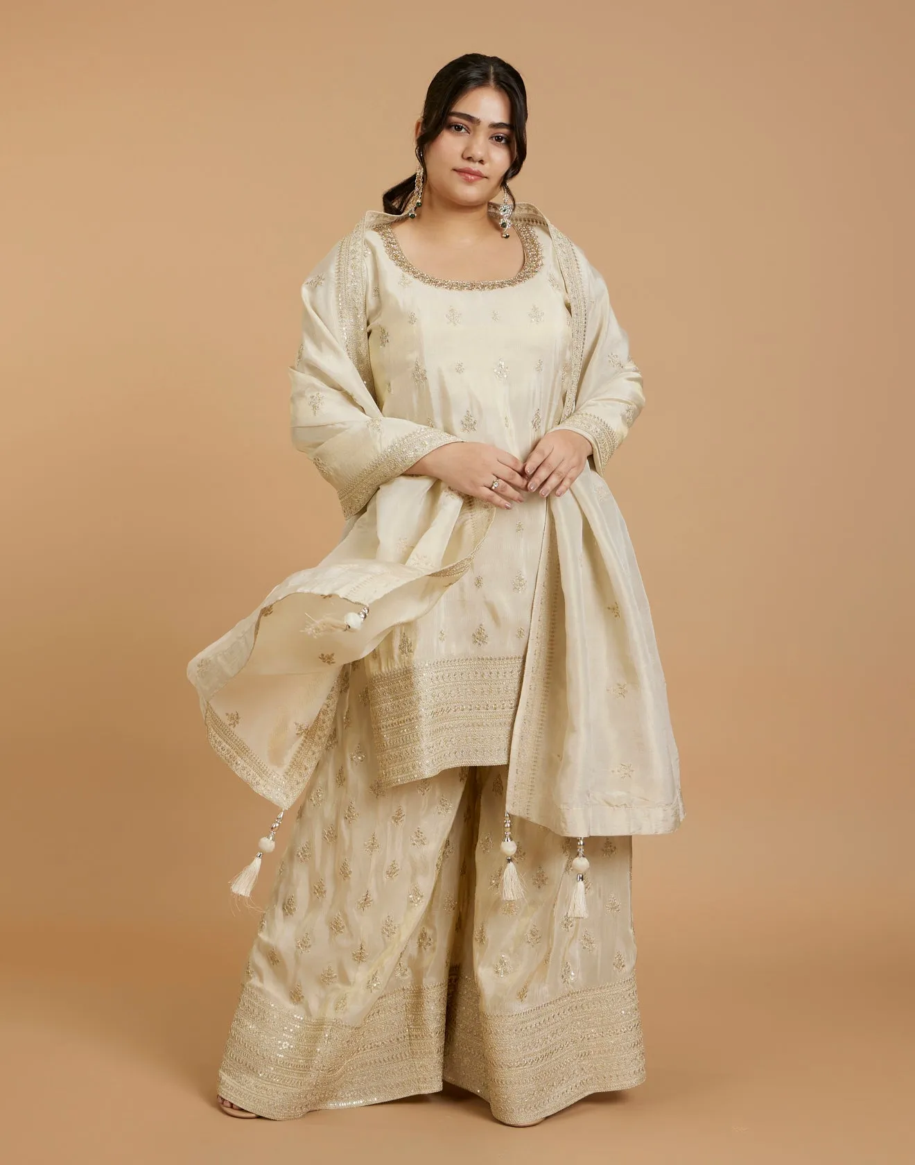 Shimmer Gold Blended Silk Festive Salwar Suit