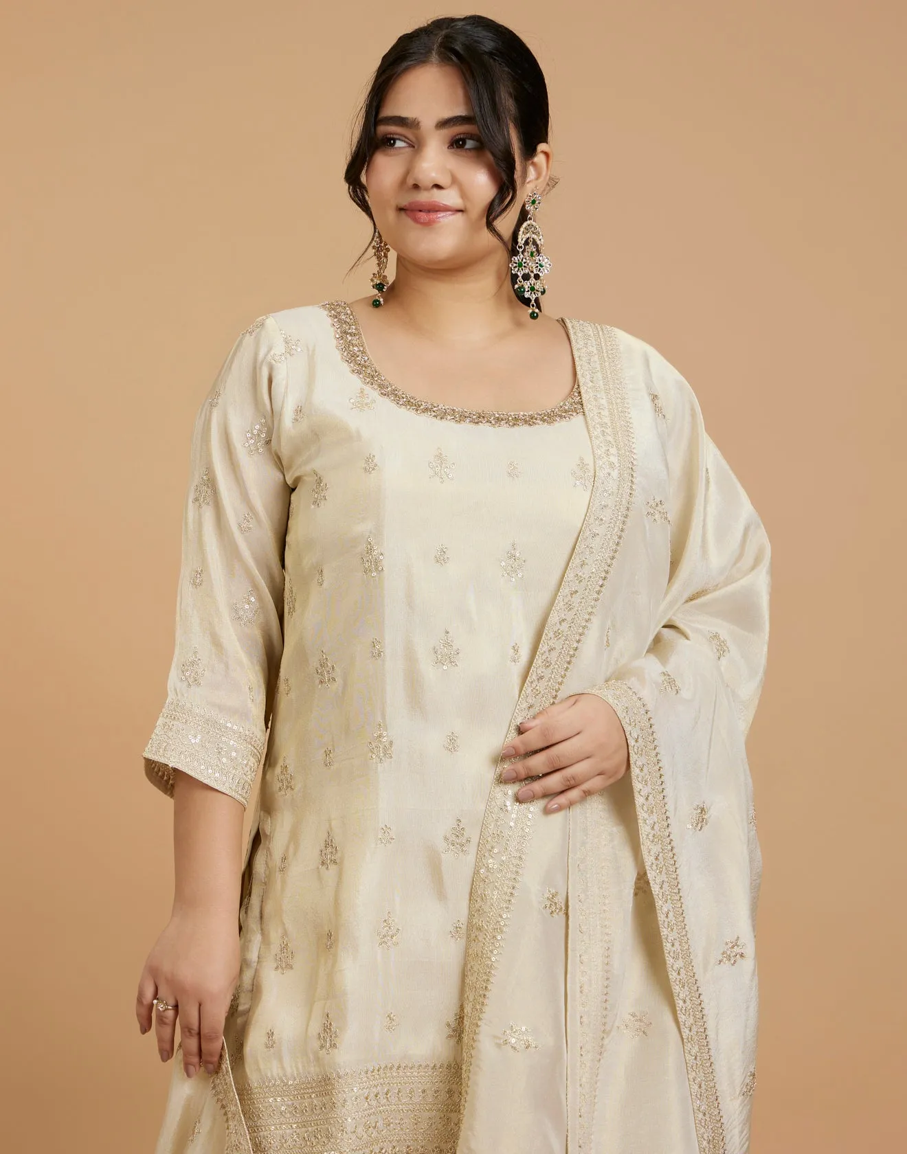 Shimmer Gold Blended Silk Festive Salwar Suit