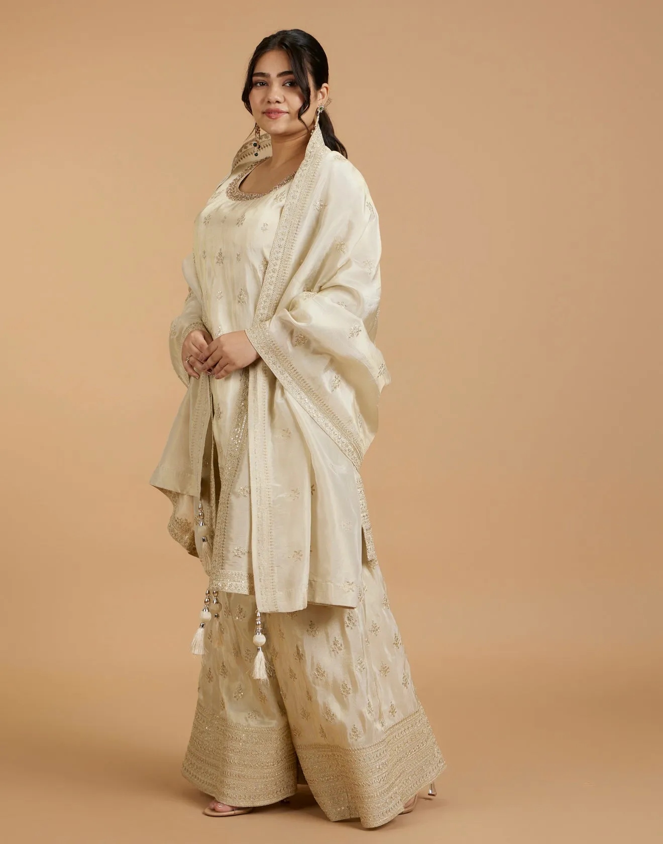 Shimmer Gold Blended Silk Festive Salwar Suit