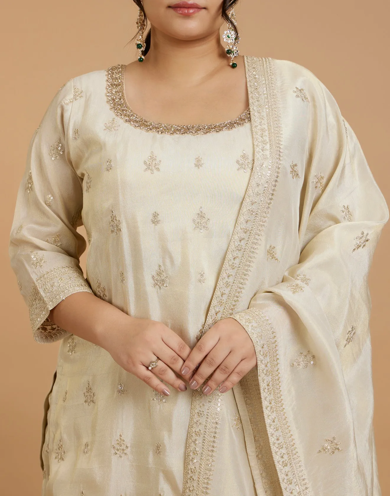 Shimmer Gold Blended Silk Festive Salwar Suit