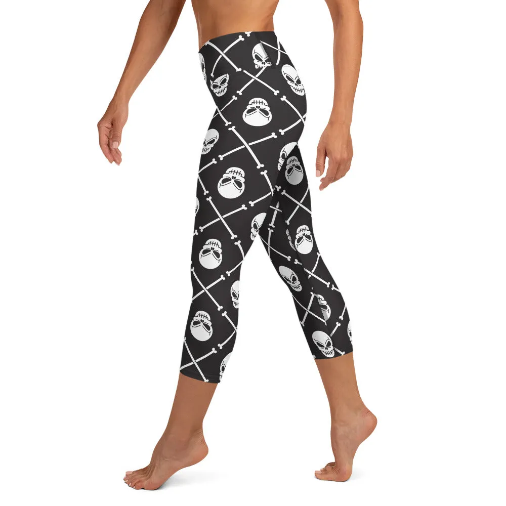 Skull Pattern High-waist Yoga Capri Leggings
