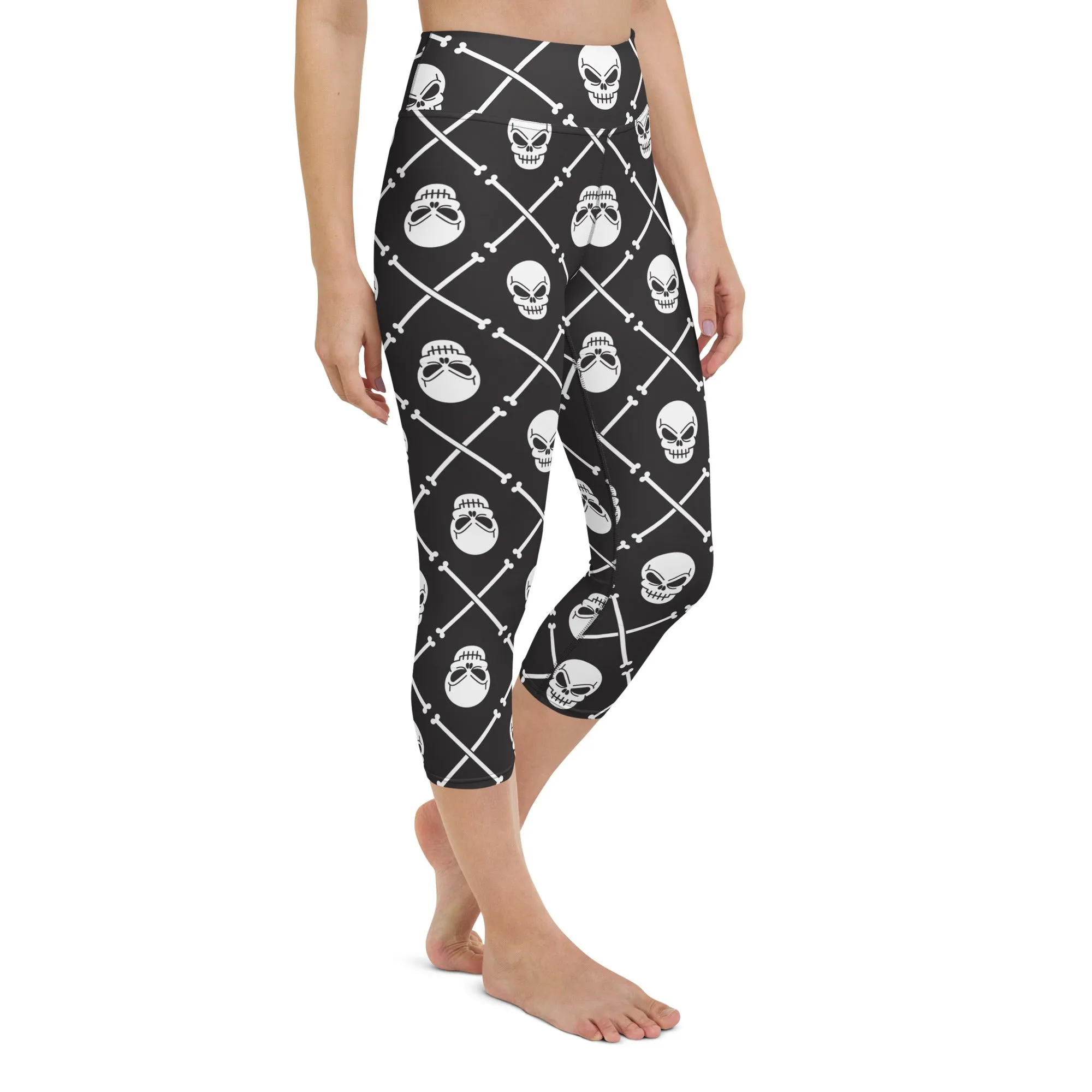Skull Pattern High-waist Yoga Capri Leggings