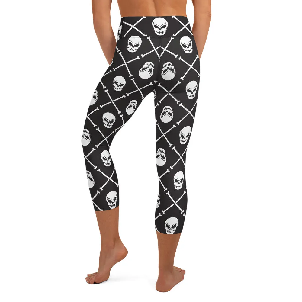 Skull Pattern High-waist Yoga Capri Leggings