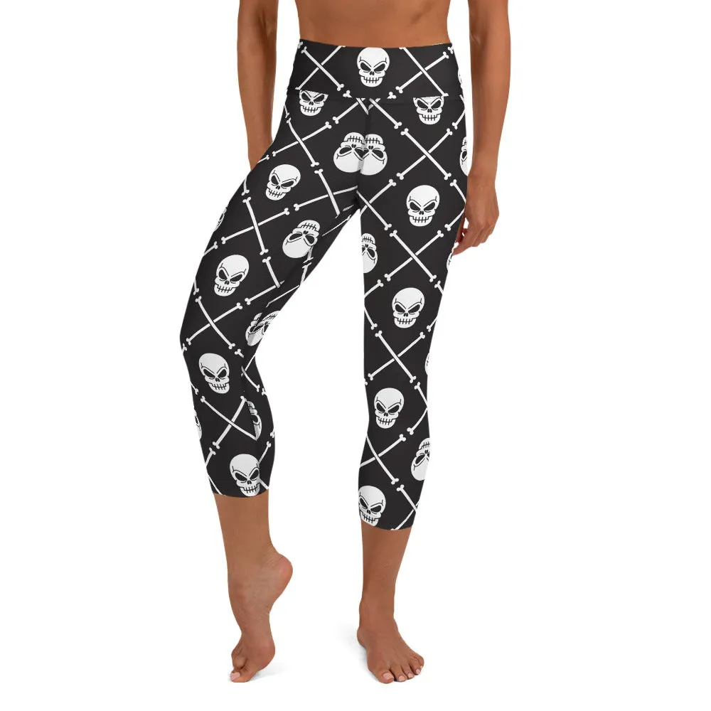 Skull Pattern High-waist Yoga Capri Leggings