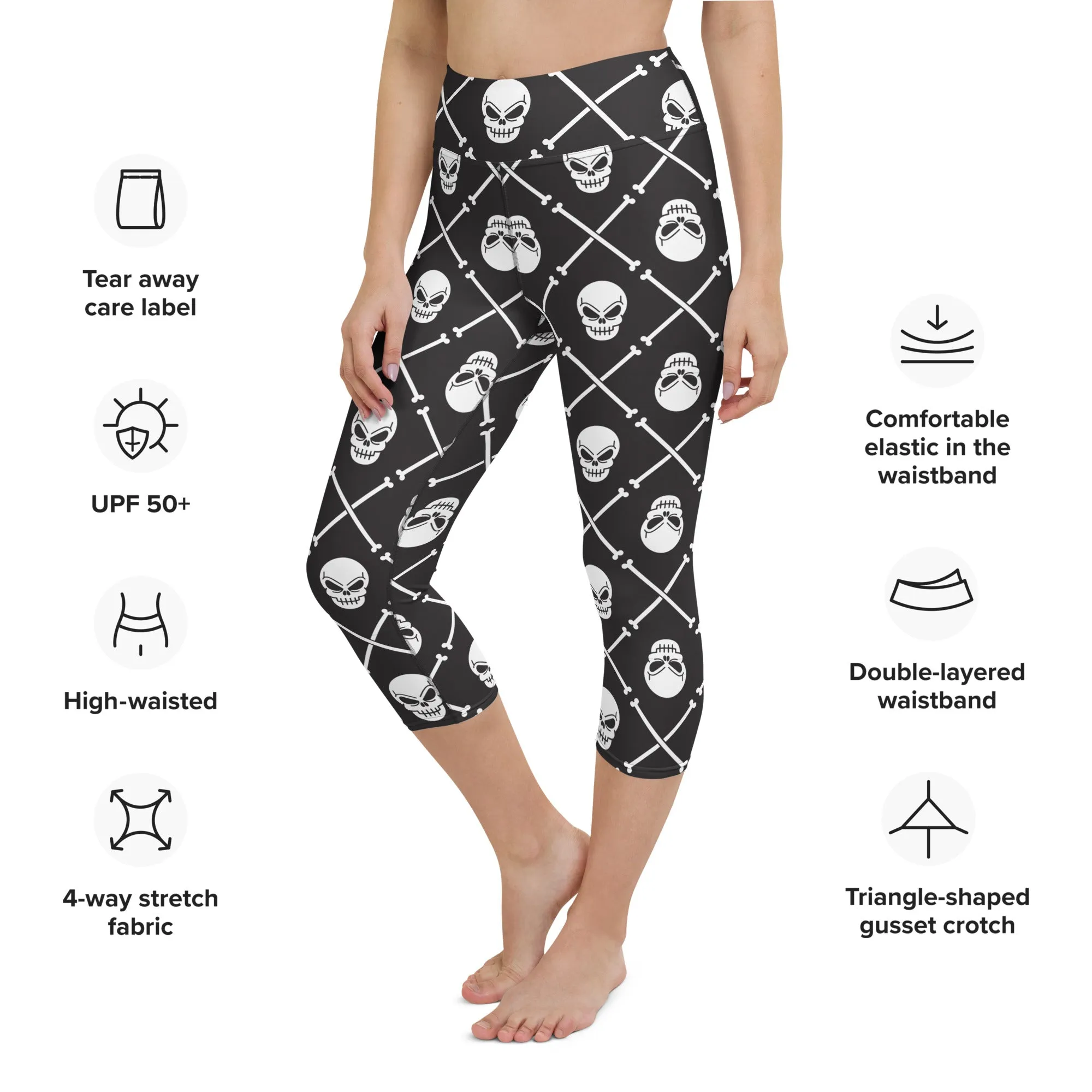 Skull Pattern High-waist Yoga Capri Leggings